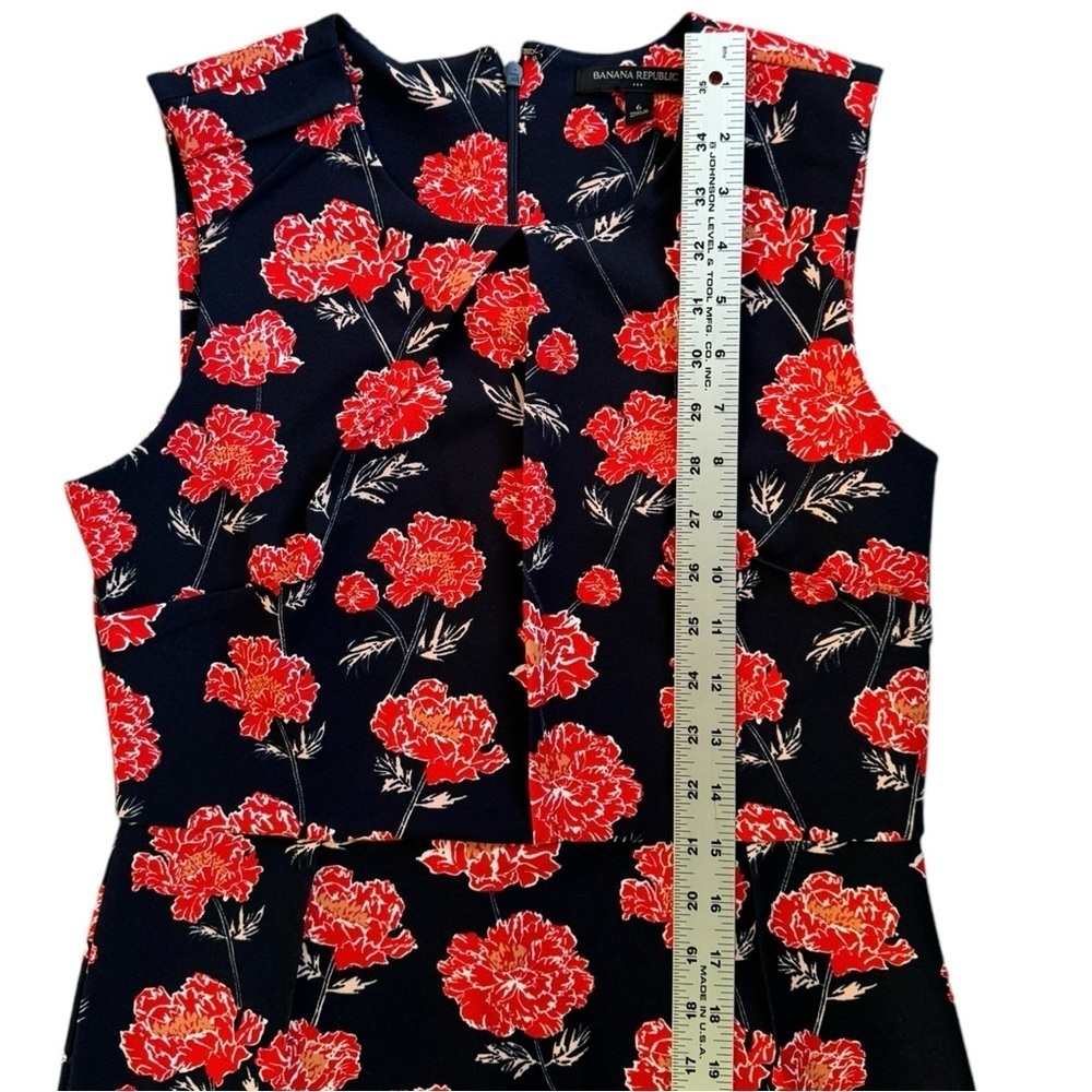 Banana Republic Navy Blue Floral MidI Sheath Dress Poppy Print | Women’s Size 6 - Picture 8 of 13